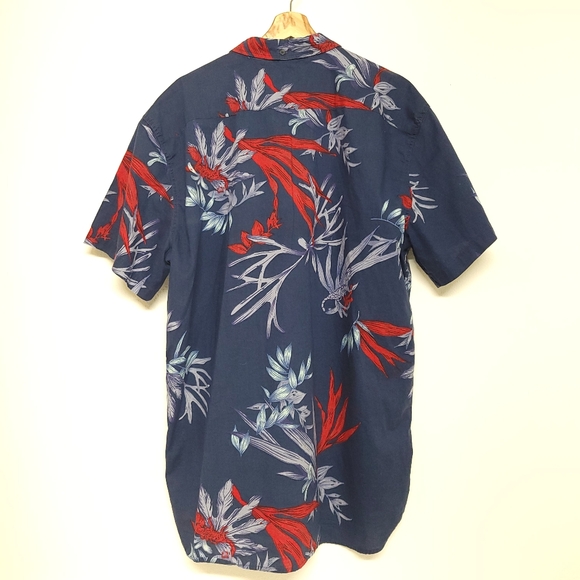 Quiksilver Scorpion Forest Cotton  Short Sleeve Shirt,Red Navy XXL - Picture 7 of 13